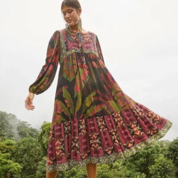 FARM RIO TROPICAL FOREST MIDI DRESS - Picture 1 of 11